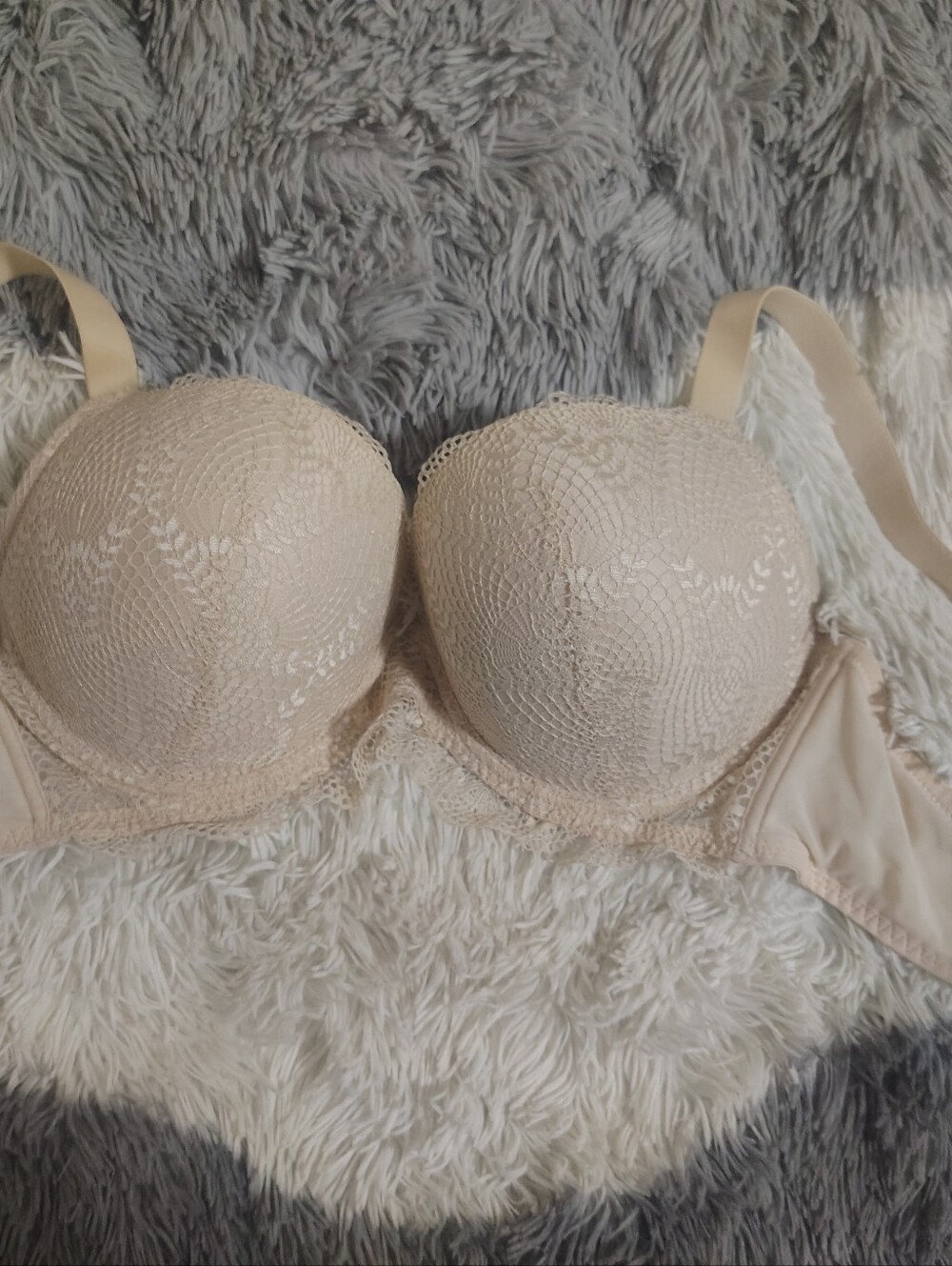 Beige Lace Push-Up Bra - Women's Intimates NWOT